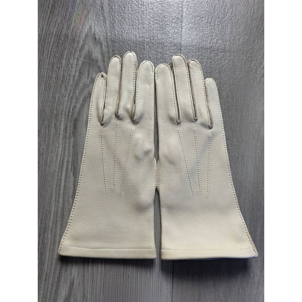 Vintage Leather Dress Gloves Cream Soft Deerskin Elegant Wrist Length New